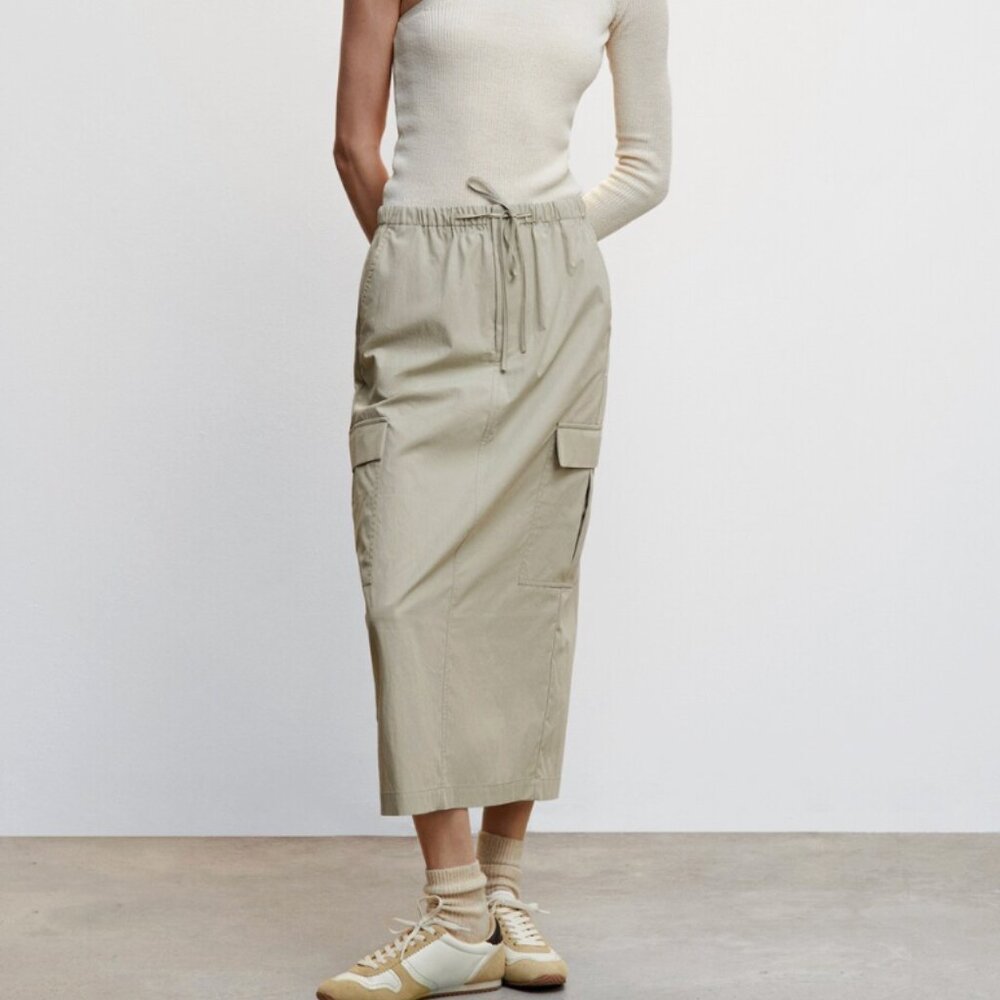 Mango Parachute Skirt Size 4 Khaki